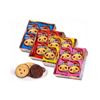 Печенье арт. 860008 Бисквитное с шоколадной глазурью "Панда" вкусы микс 30 шт. в кор.*