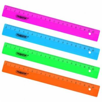 кс_Линейка арт. 210788 Пластиковая 20 см ПИФАГОР, непрозрачная, неоновая, ассорти