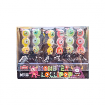 Конфета арт. 100126 Карамель на палочке "Монстр-глазастик" вкусы микс 15 г 30 шт. в кор.,
