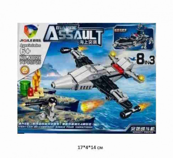 Конструктор арт. 41028-2 Военный самолет 74 дет. в кор.~