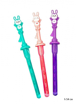 Пузыри мыльные арт. 6097 Зайка цвета микс с раздвижной палочкой (12 шт.) шоубокс•